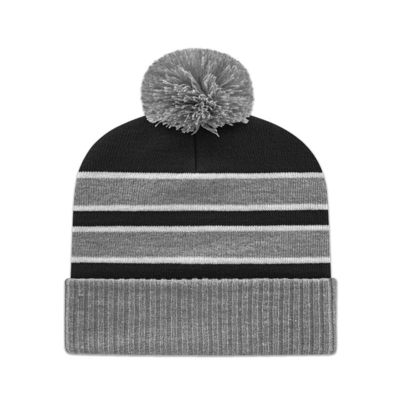 Double Stripe Knit Toque With Ribbed Cuff ik56