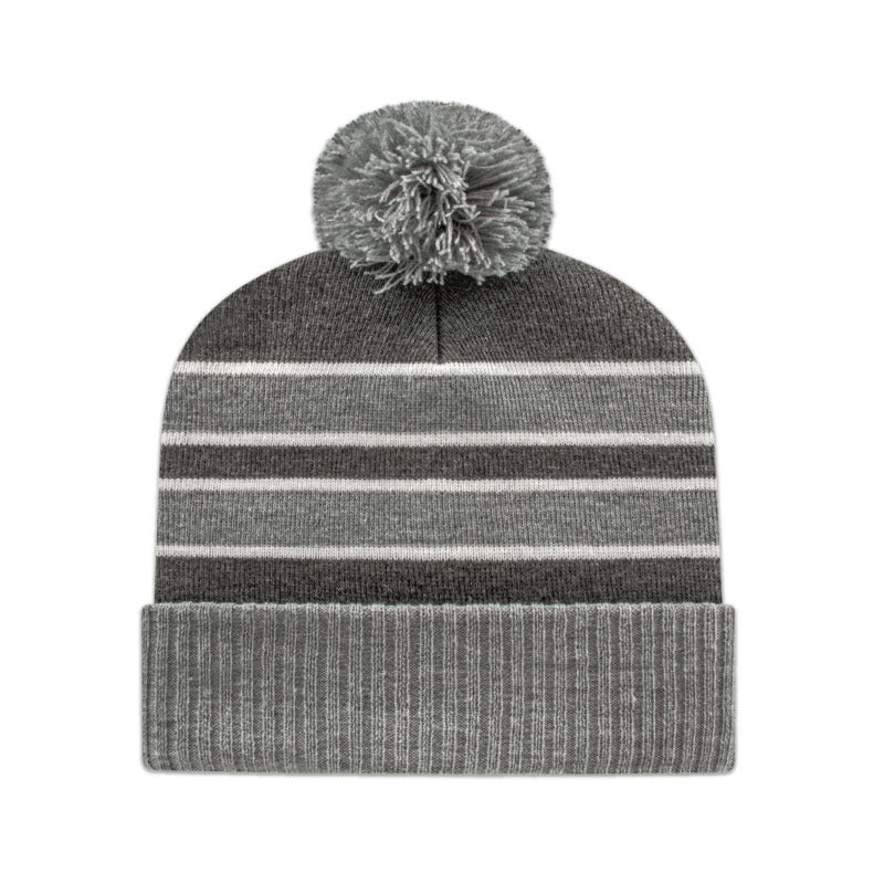 Double Stripe Knit Toque With Ribbed Cuff ik56