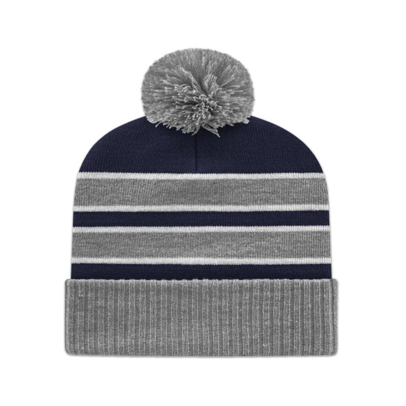 Double Stripe Knit Toque With Ribbed Cuff ik56