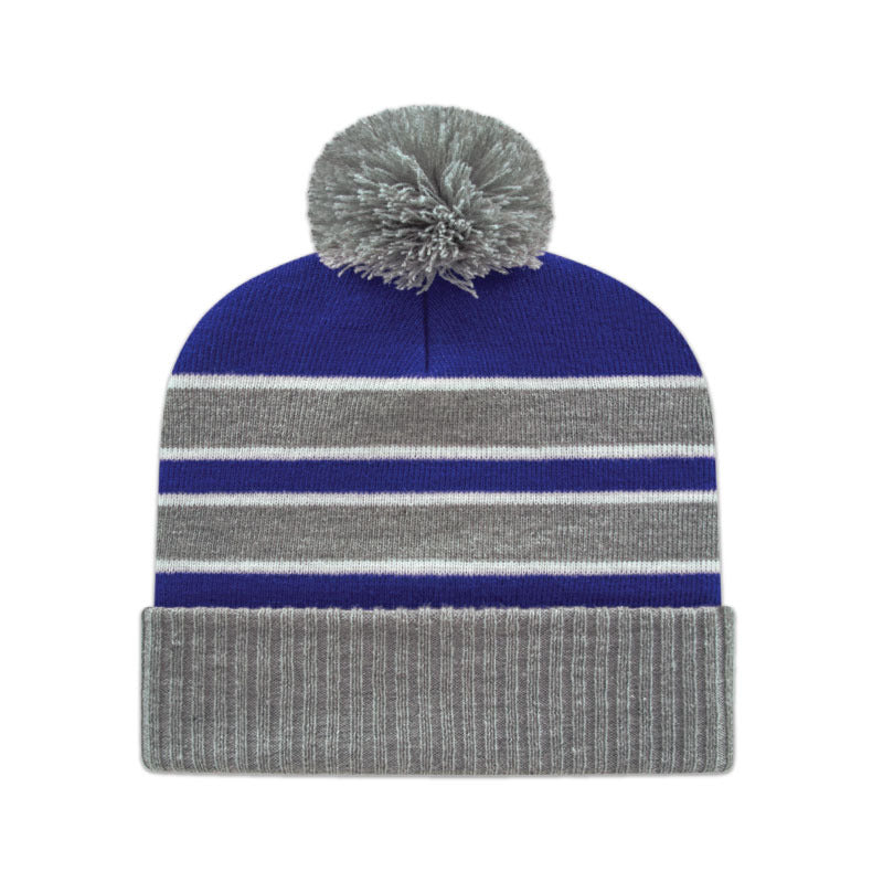 Double Stripe Knit Toque With Ribbed Cuff ik56