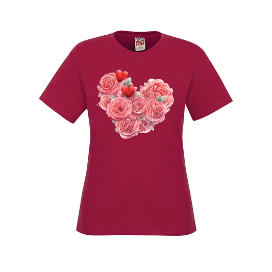 Pink Rose Heart T-Shirt